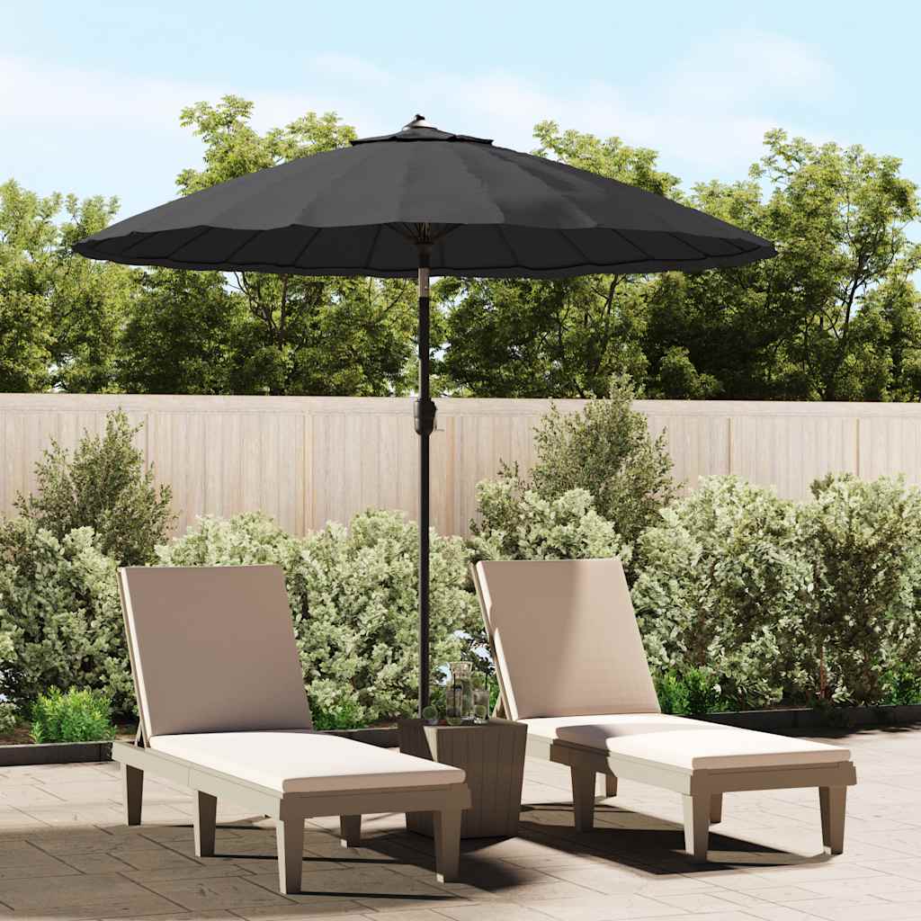 vidaXL Garden Parasol with Aluminium Pole 250 cm Black 1
