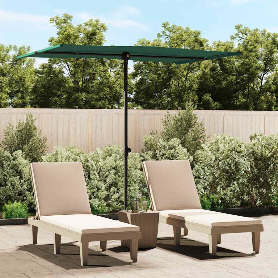 vidaXL Garden Parasol with Aluminium Pole 2x1,5 m Green 1