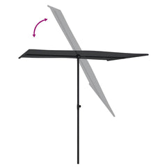 vidaXL Garden Parasol with Aluminium Pole 2x1.5 m Black 6