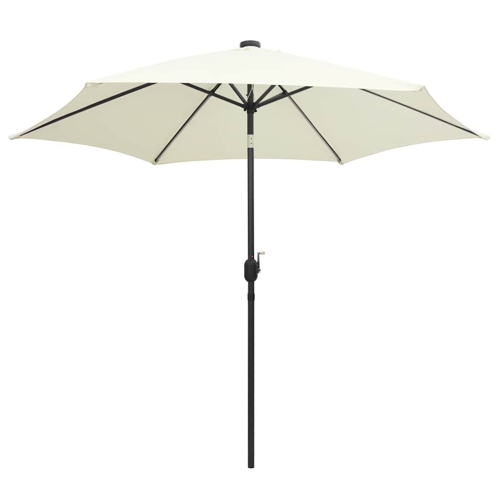 vidaXL Garden Parasol with LED Lights and Aluminium Pole 300 cm Sand White 2
