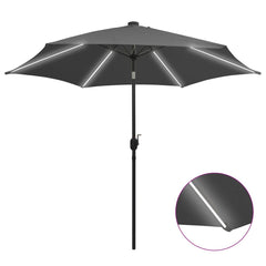 vidaXL Garden Parasol with LED Lights and Aluminium Pole 300 cm Anthracite 1