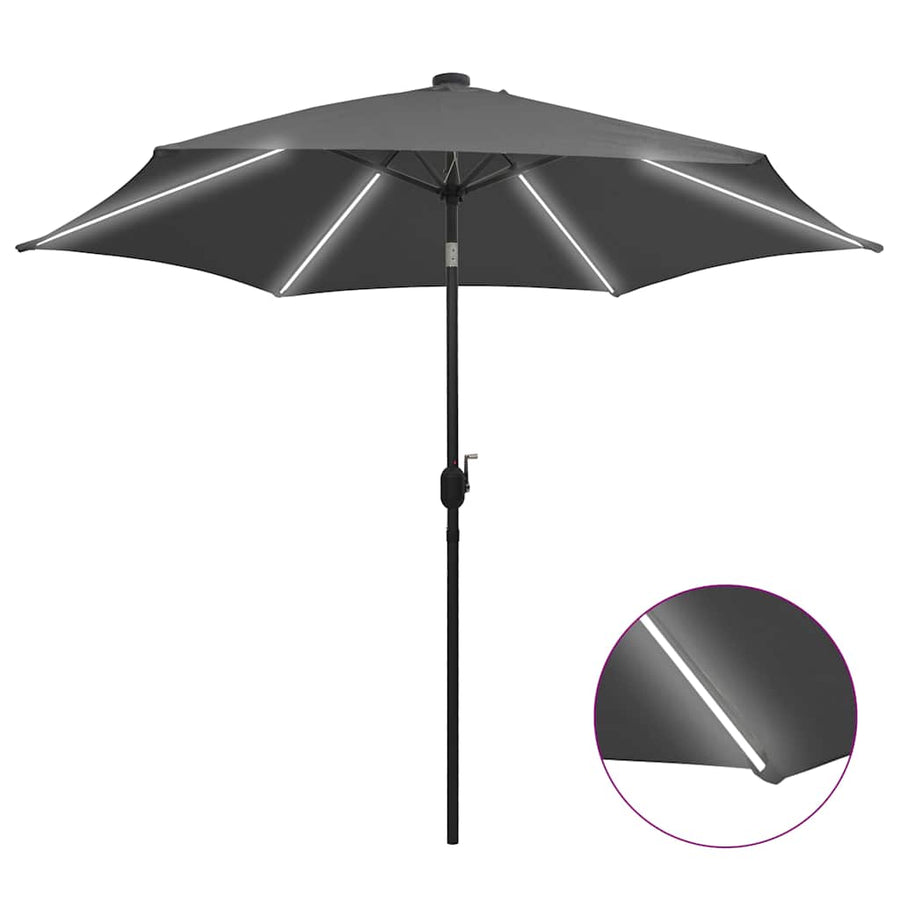 Garden Parasol with LED Lights&Aluminium Pole 300 cm Anthracite