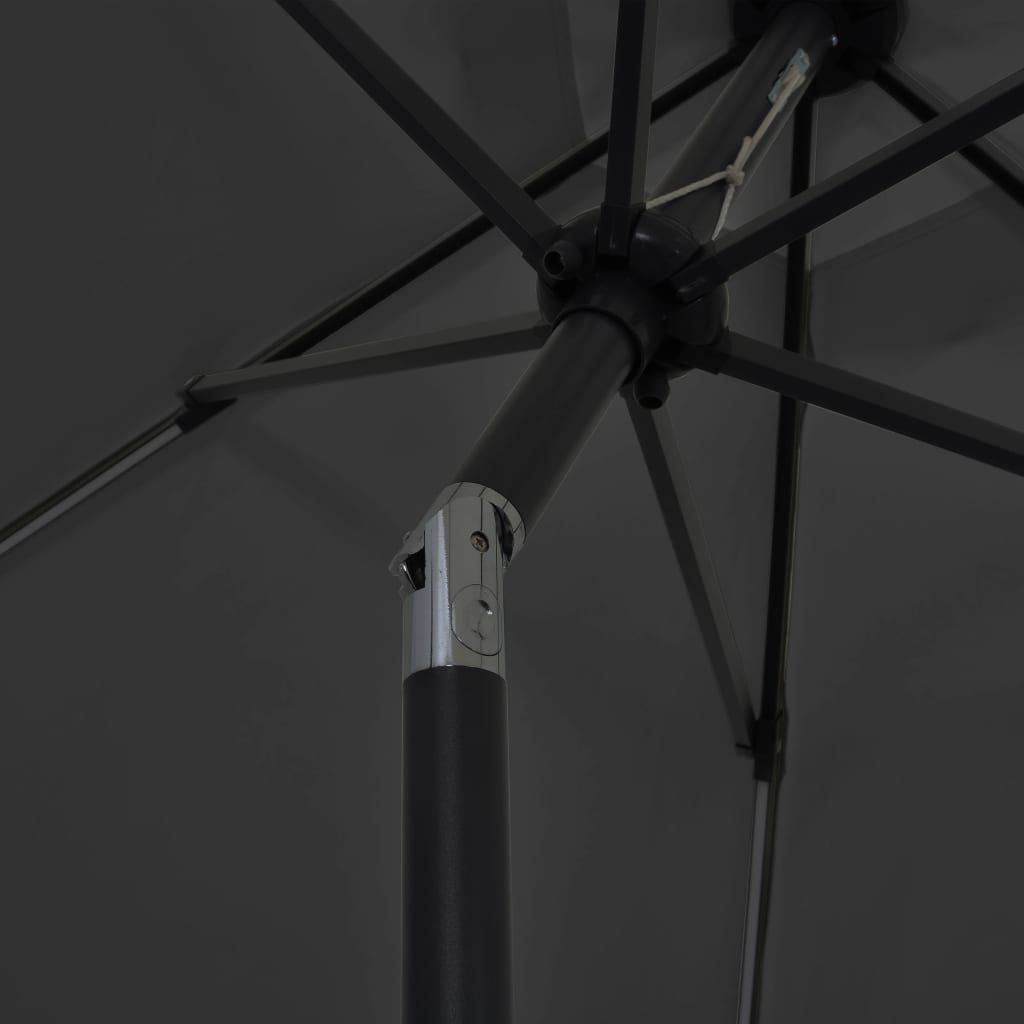 vidaXL Garden Parasol with LED Lights and Aluminium Pole 300 cm Anthracite 6