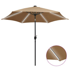 vidaXL Garden Parasol with LED Lights and Aluminium Pole 300 cm Taupe 1