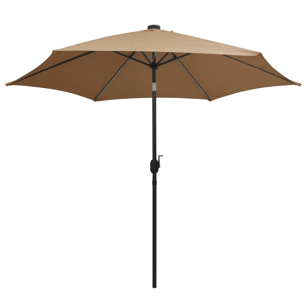 vidaXL Garden Parasol with LED Lights and Aluminium Pole 300 cm Taupe 3