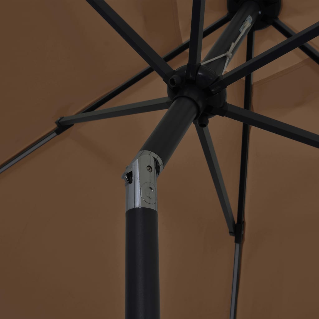 vidaXL Garden Parasol with LED Lights and Aluminium Pole 300 cm Taupe 6