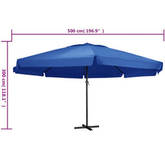 vidaXL Garden Parasol with Aluminium Pole 500 cm Azure Blue 6