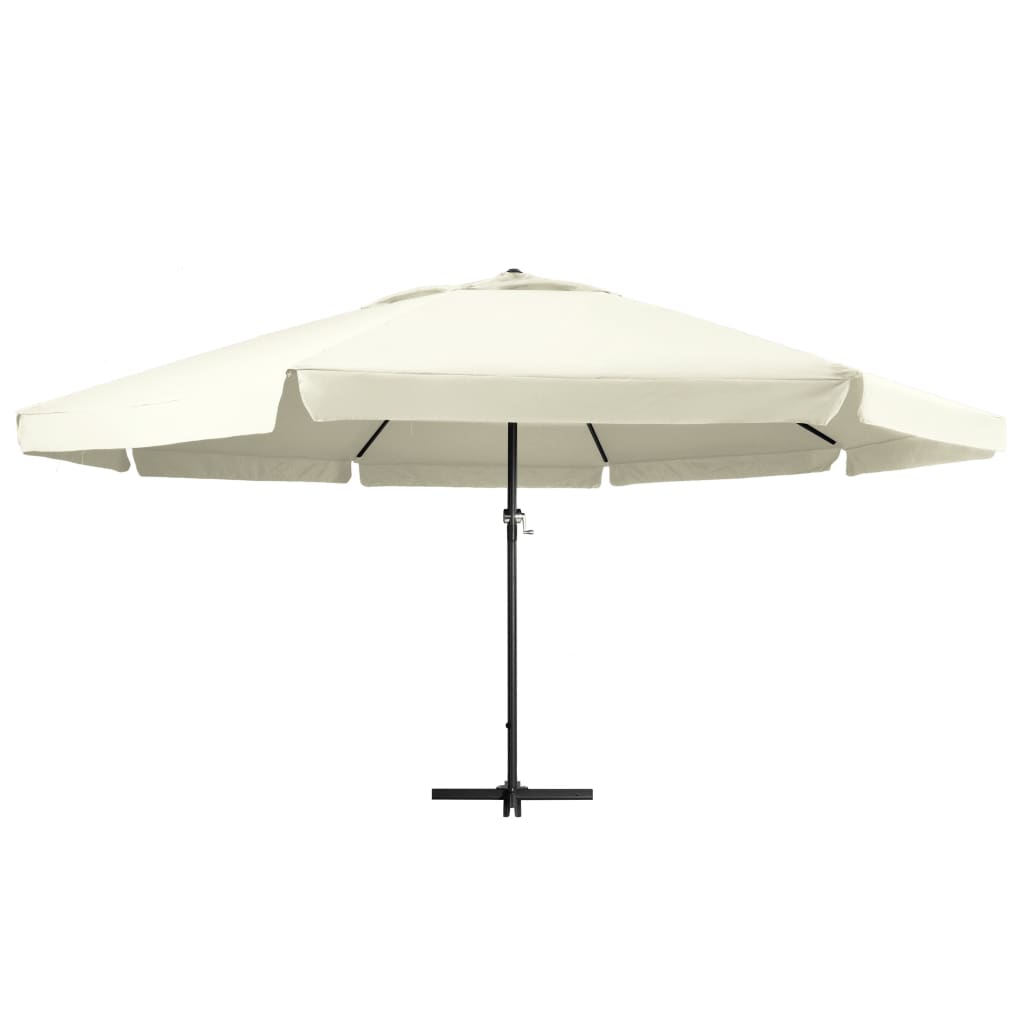 vidaXL Garden Parasol with Aluminium Pole 600 cm Sand White 2