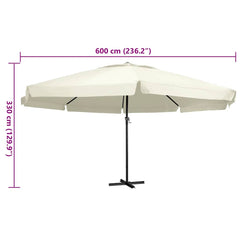 vidaXL Garden Parasol with Aluminium Pole 600 cm Sand White 5