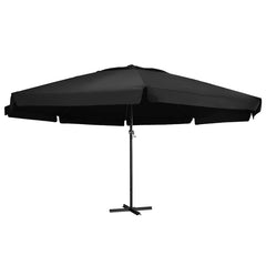 vidaXL Garden Parasol with Aluminium Pole 600 cm Black 1