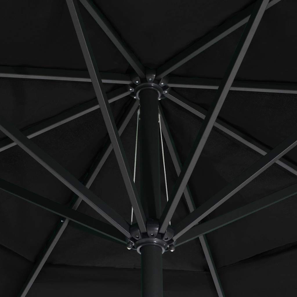 vidaXL Garden Parasol with Aluminium Pole 600 cm Black 5
