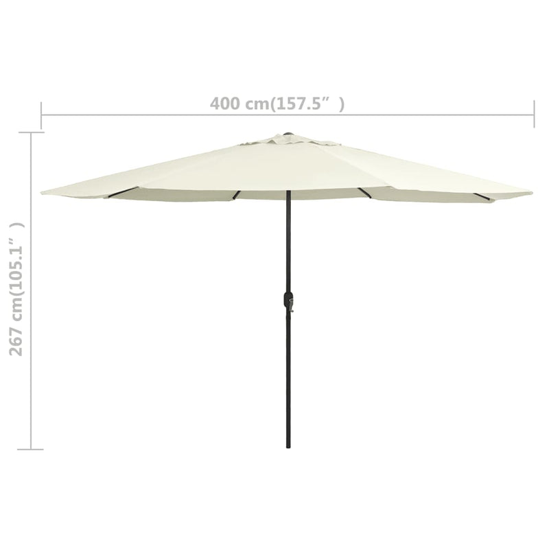 Outdoor Parasol with Metal Pole 400 cm Sand White