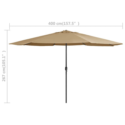 Outdoor Parasol with Metal Pole 400 cm Taupe