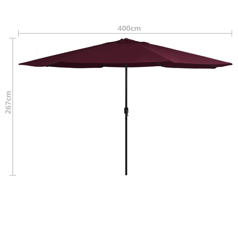 Outdoor Parasol with Metal Pole 400 cm Bordeaux Red