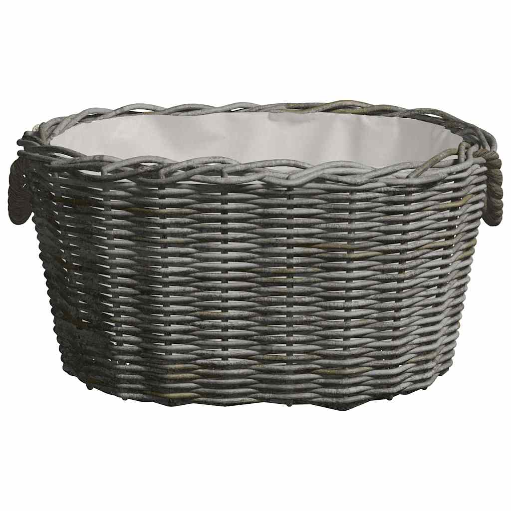 286985 vidaXL Firewood Basket with Carrying Handles 59x42x28 cm Grey Willow 2