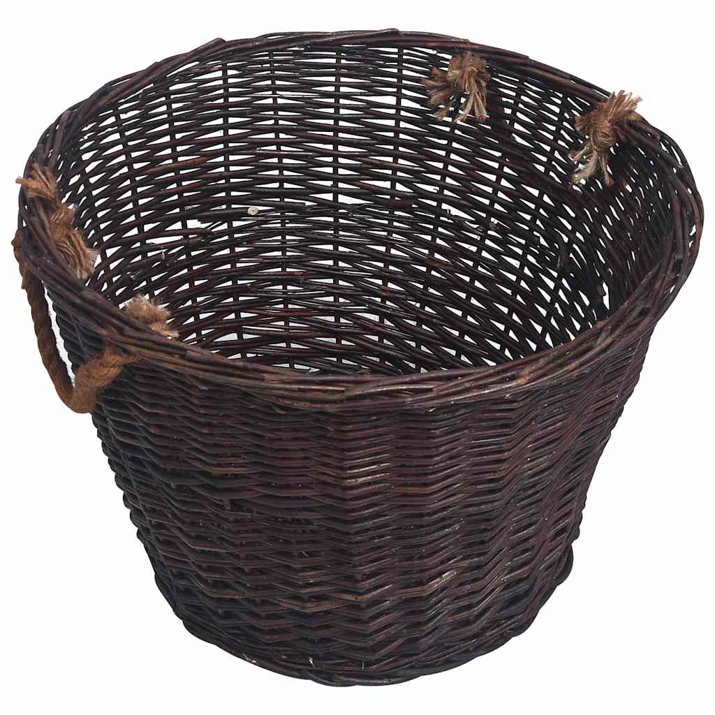 286986 vidaXL 3 Piece Stackable Firewood Basket Set Dark Brown Willow 3