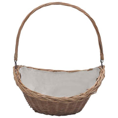 vidaXL Firewood Basket with Handle 57x46.5x52 cm Brown Willow 2