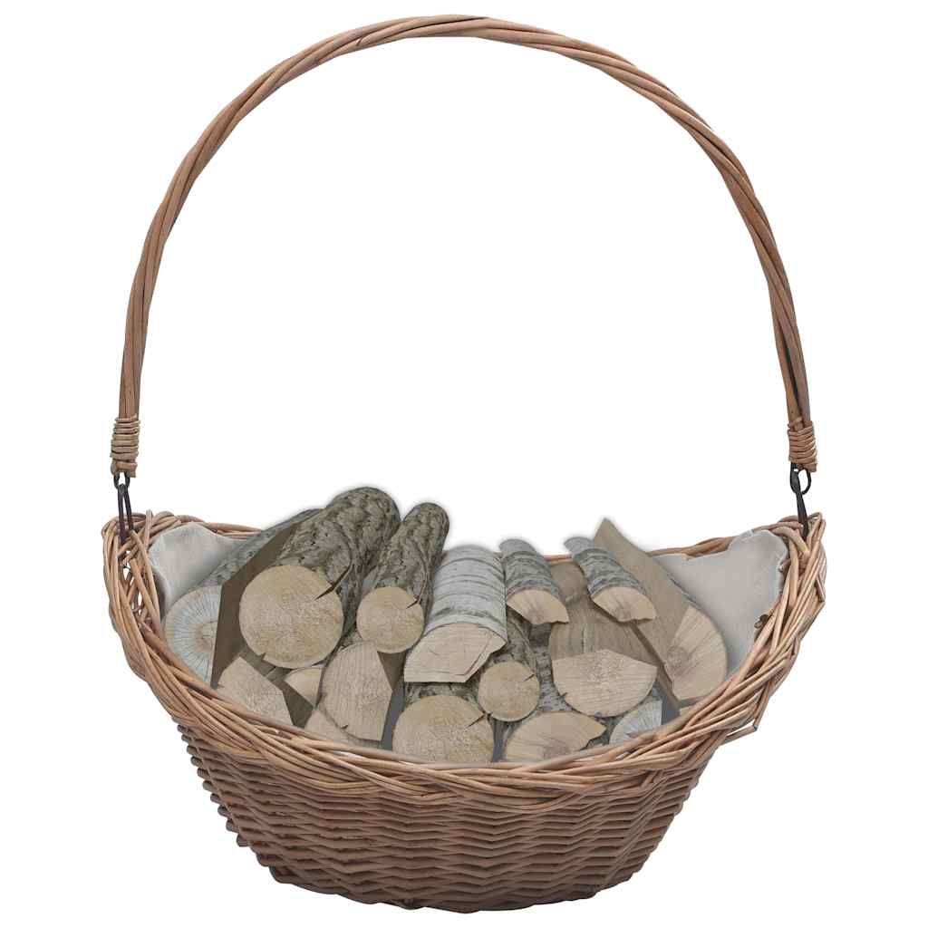 vidaXL Firewood Basket with Handle 57x46.5x52 cm Brown Willow 1
