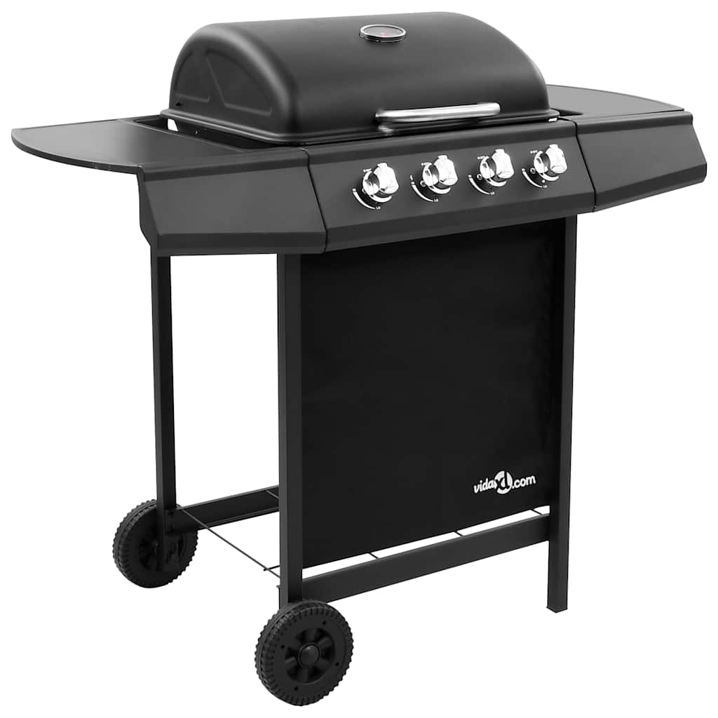 Gas BBQ Grill Black 4 Burners