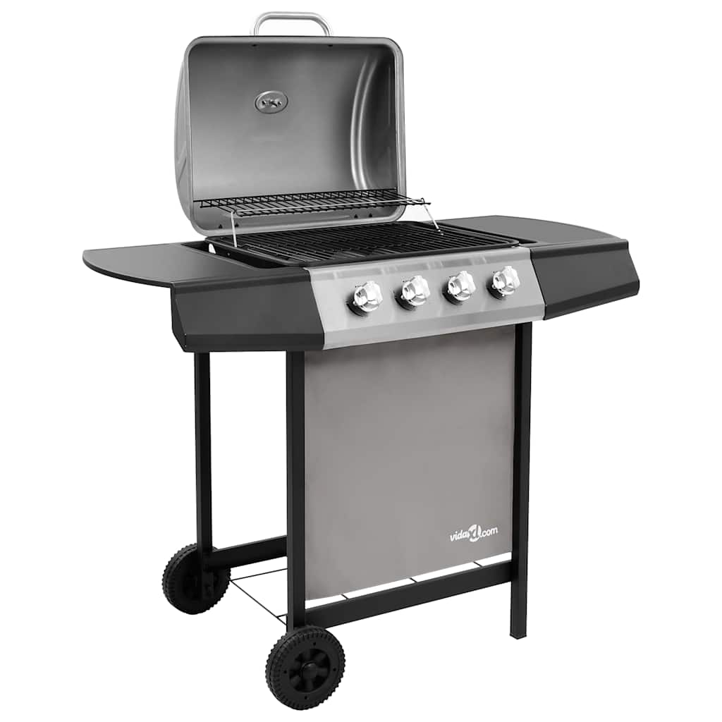 Gas BBQ Grill Black and silver 4 Burners