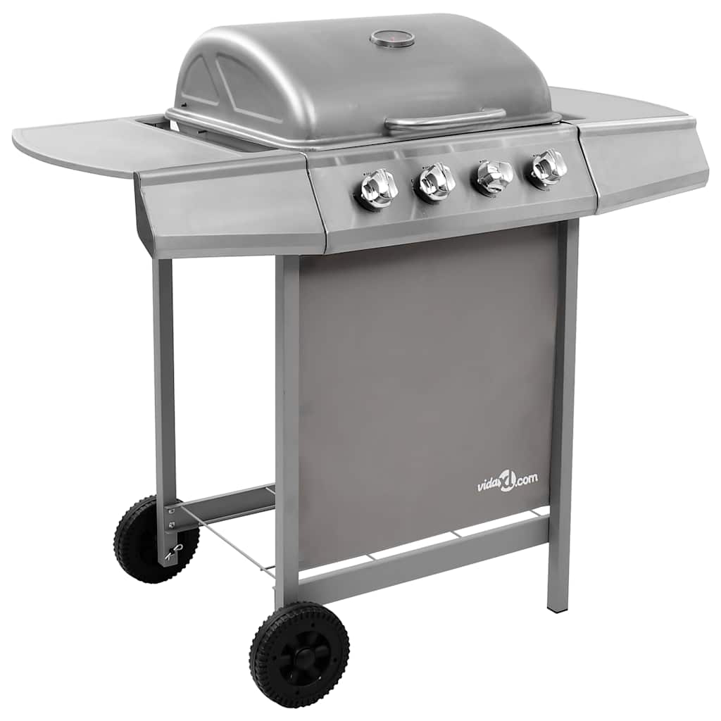 Gas BBQ Grill Silver 4 Burners