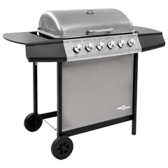 Gas BBQ Grill Black and silver 6 burners