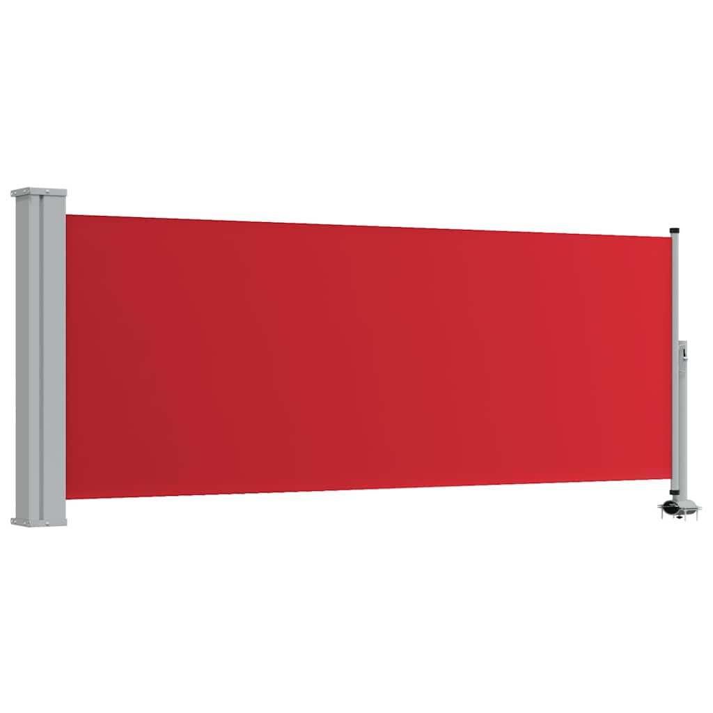 vidaXL Side Awning | Red screen + grey stand | Fabric with PU coating, Iron 2