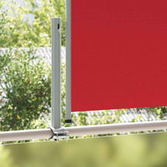 vidaXL Side Awning | Red screen + grey stand | Fabric with PU coating, Iron 3
