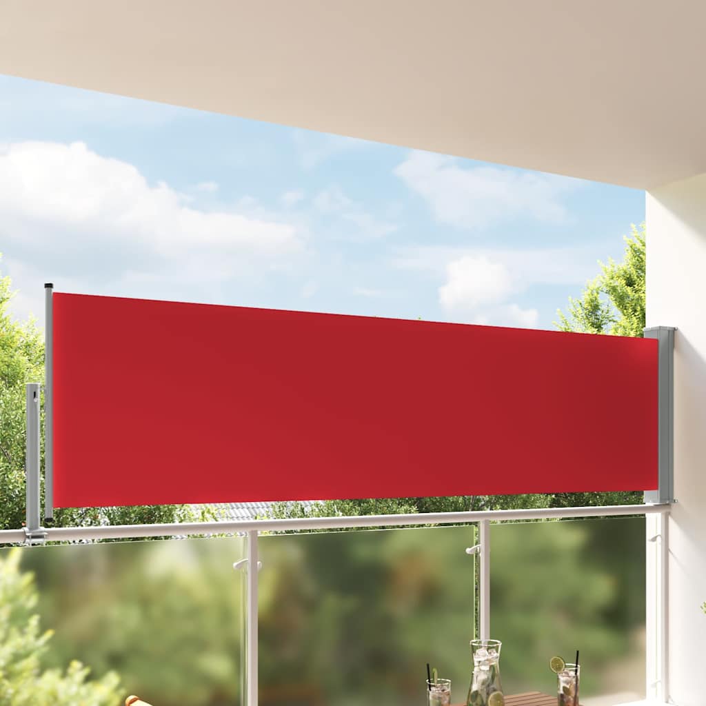 vidaXL Side Awning | Red screen + grey stand | Fabric with PU coating, Iron 1