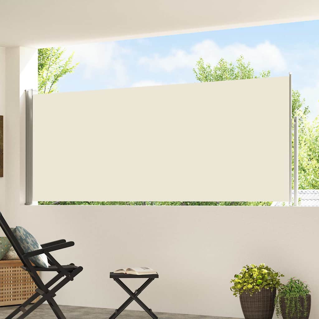 Patio Retractable Side Awning 117x514 cm Drop 500 cm Width 117 cm Cream
