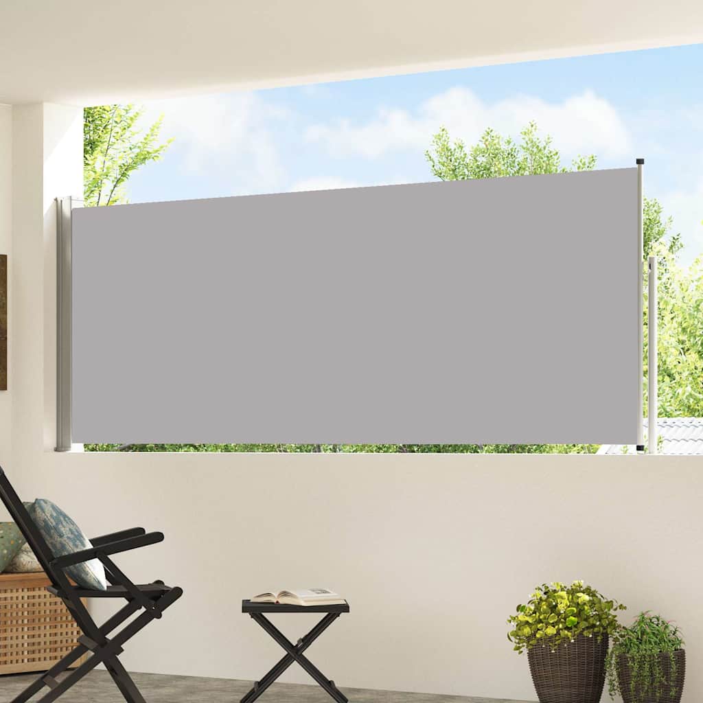 Patio Retractable Side Awning 117x514 cm Drop 500 cm Width 117 cm Grey
