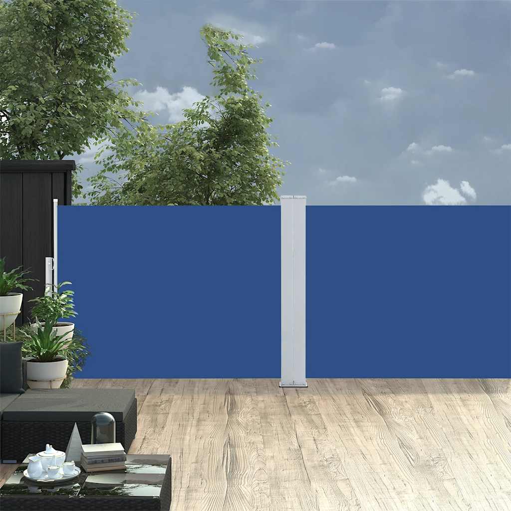 vidaXL Retractable Side Awning Blue 100x1000 cm 3