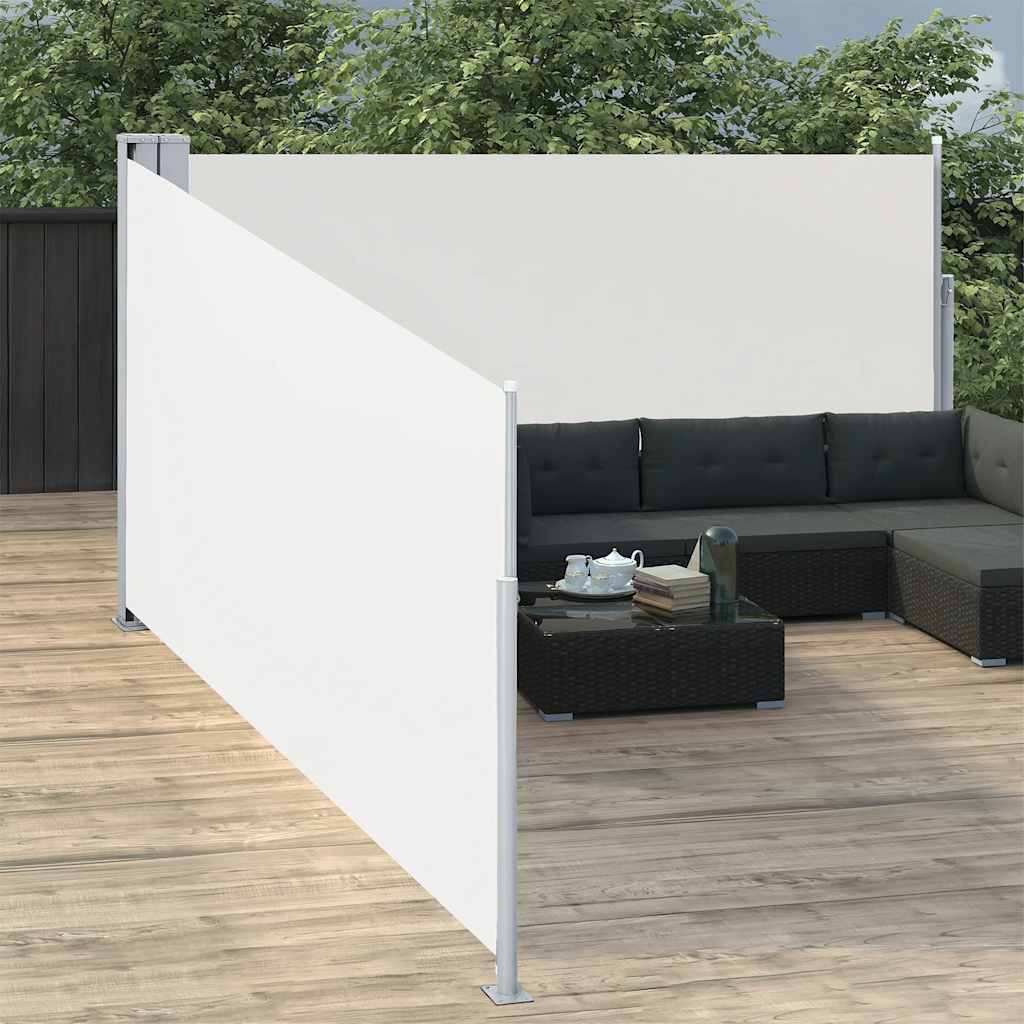 vidaXL Retractable Side Awning Cream 170x1000 cm 3