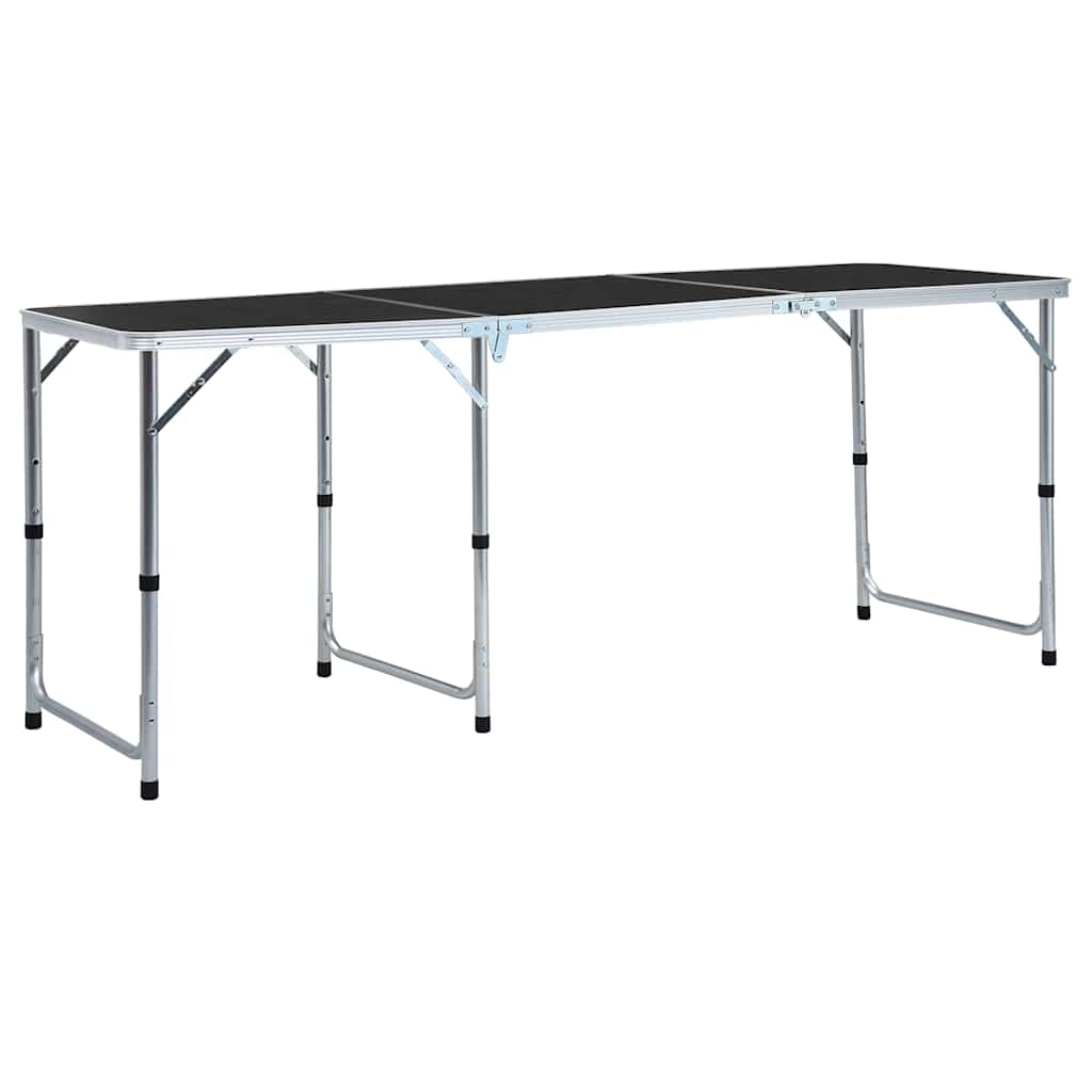 vidaXL Foldable Camping Table Grey Aluminium 180x60 cm 1