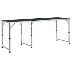 vidaXL Foldable Camping Table Grey Aluminium 180x60 cm 1