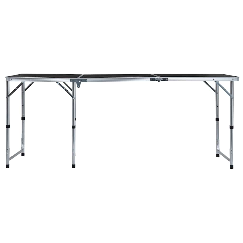 vidaXL Foldable Camping Table Grey Aluminium 180x60 cm 3