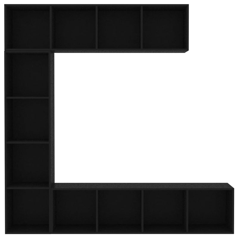 3 Piece Book/TV Cabinet Set Black 180x30x180 cm