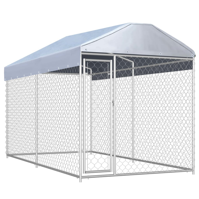 Outdoor Dog Kennel with Canopy Top 382x192x225 cm