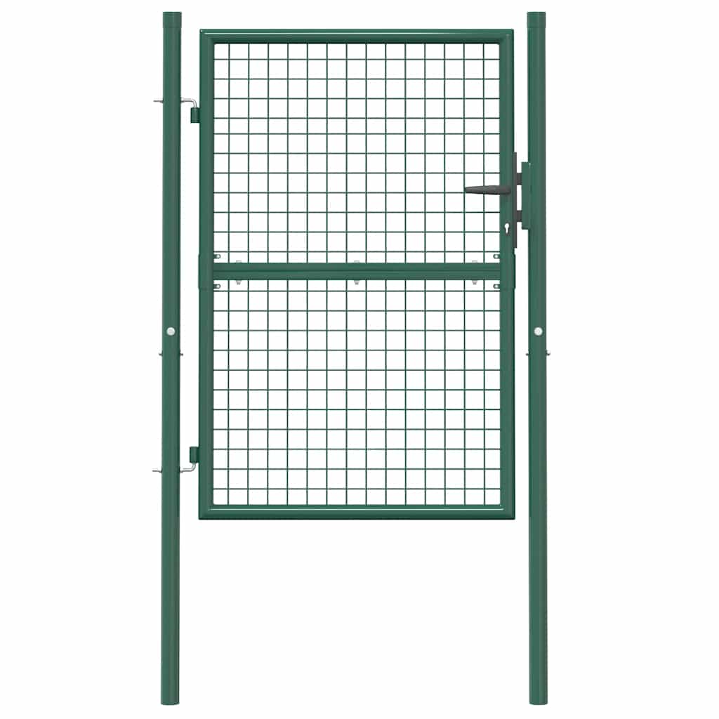 Fence Gate Steel Green 100 x 125 cm