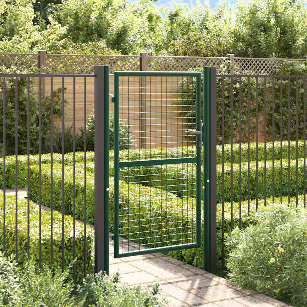 Fence Gate Steel Green 100 x 150 cm