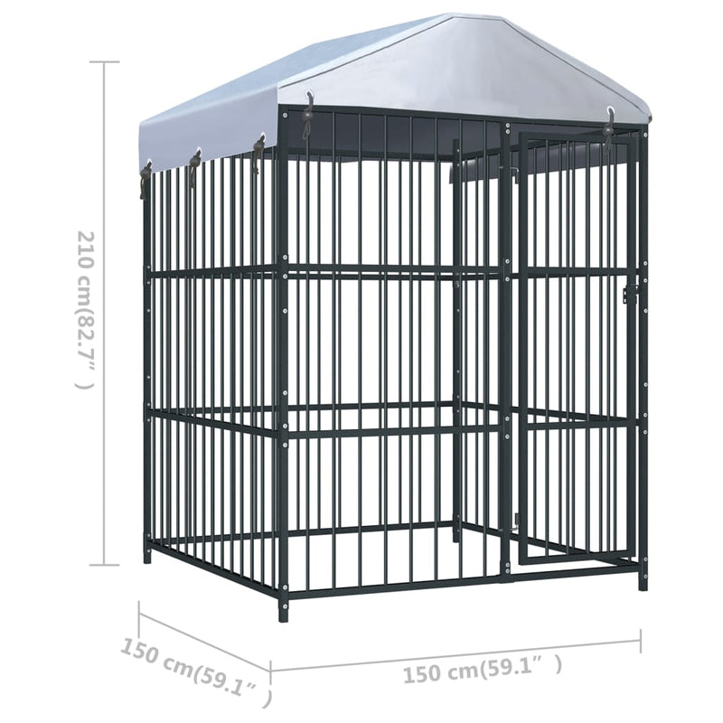 Outdoor Dog Kennel with Roof 150x150x210 cm