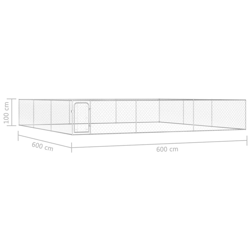 Outdoor Dog Kennel Galvanised Steel 6x6x1 m