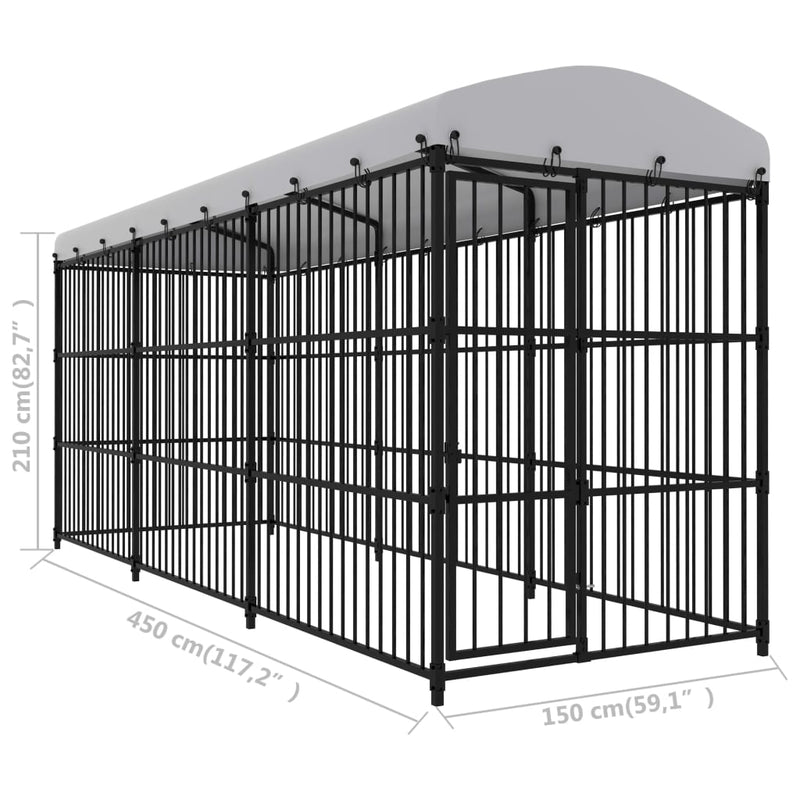 Outdoor Dog Kennel with Roof 450x150x210 cm