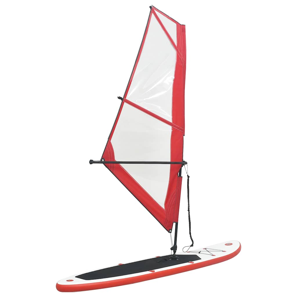 Inflatable Stand Up Paddleboard with Sail Set and White Red