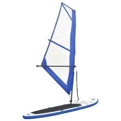 Inflatable Stand Up Paddleboard with Sail Set and White Blue