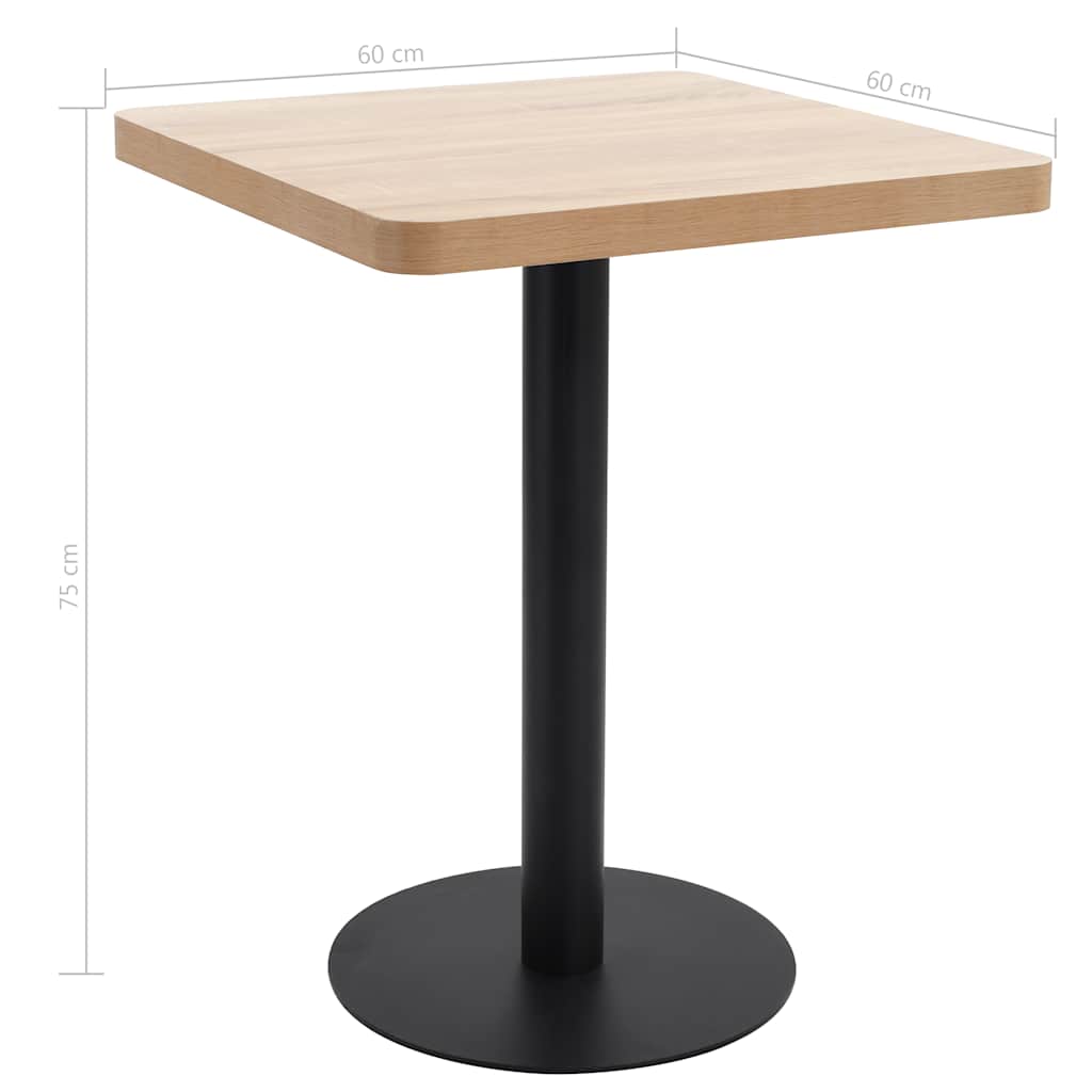 vidaXL Bistro Table Light Brown 60X60 cm MDF 6