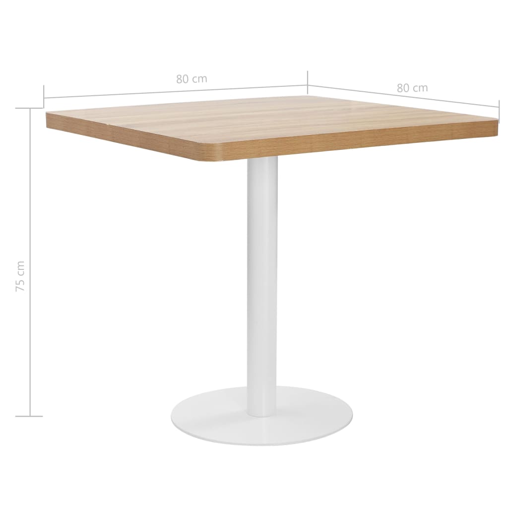 vidaXL Bistro Table Light Brown 80X80 cm MDF 6