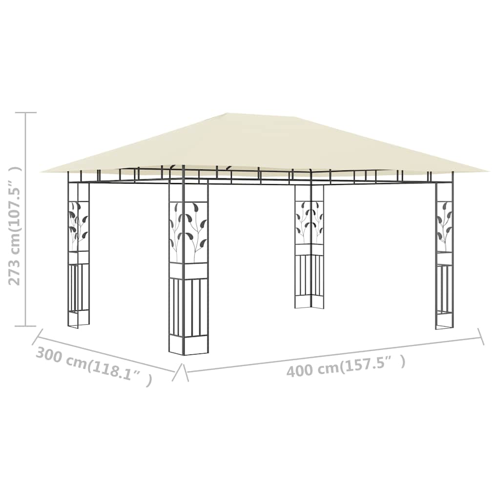 Gazebo with Mosquito Net 180 g/m² Cream 4 m
