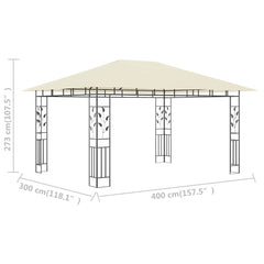 Gazebo with Mosquito Net 180 g/m² Cream 4 m
