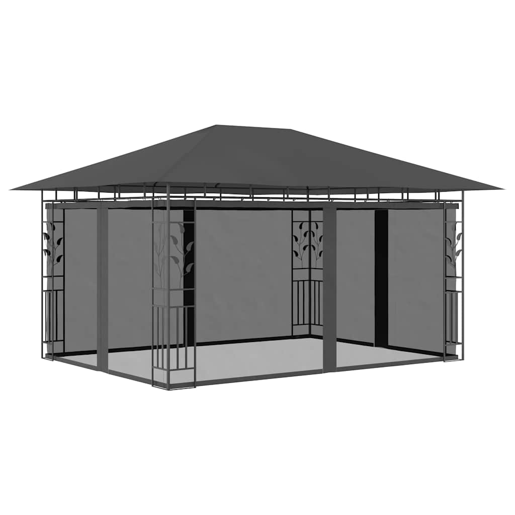 Gazebo with Mosquito Net 180 g/m² Anthracite 4 m